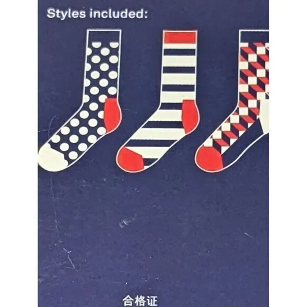 Happy Socks Geometric‎ Figures Gift Box 3 Pairs Set  M7-12 Unisex Navy R…